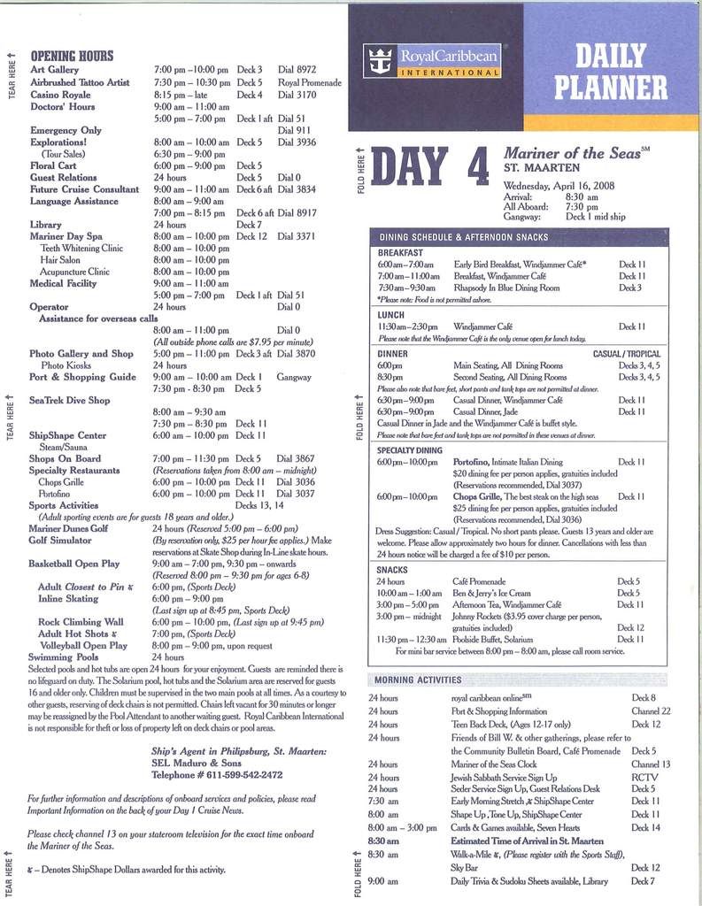 Mariner Compasses/Spa Menu 4/134/20/08 Eastern Royal Caribbean